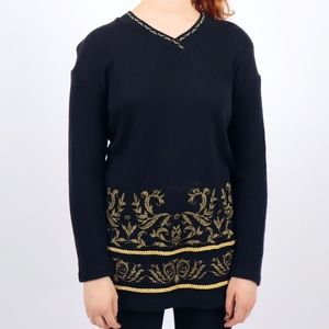 1990s Vintage AREO Glitter Scroll Sweater